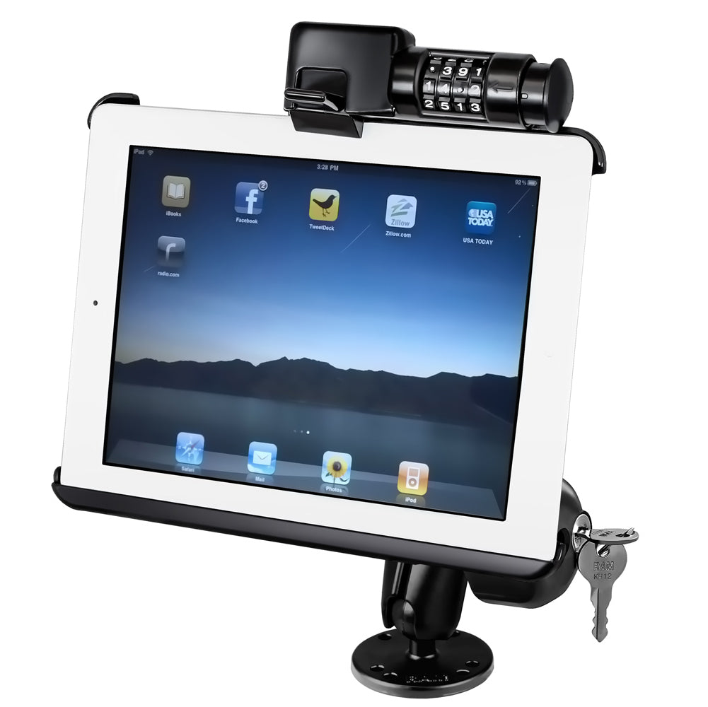适用于Apple iPad第1代和第2代的RAM® Latch-N-Lock™ RAM®钻制底座