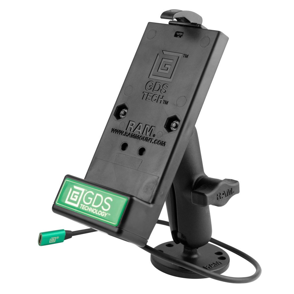 GDS®供电的USB-C 2.0电话底座，带向下钻取双球安装座