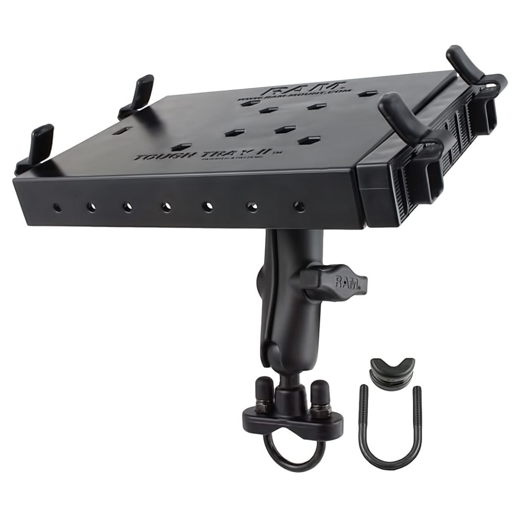 RAM® Tough-Tray™平板电脑底座，带U型螺栓轨道底座