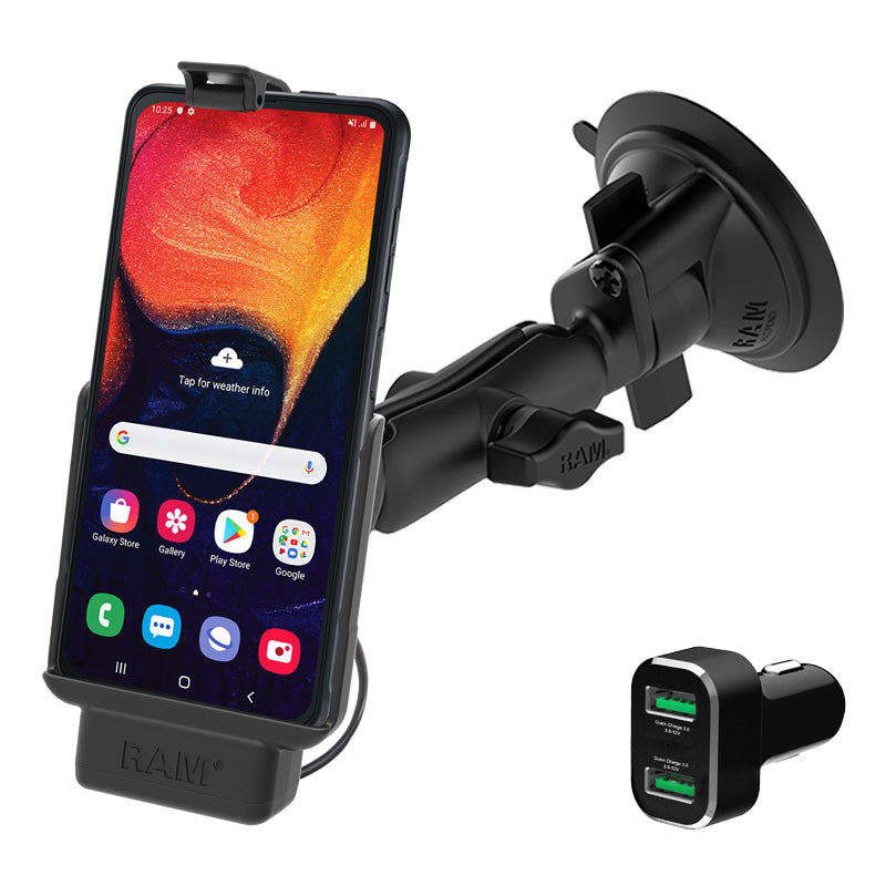 适用于带充电器的三星XCover Pro的RAM®供电吸盘支架
