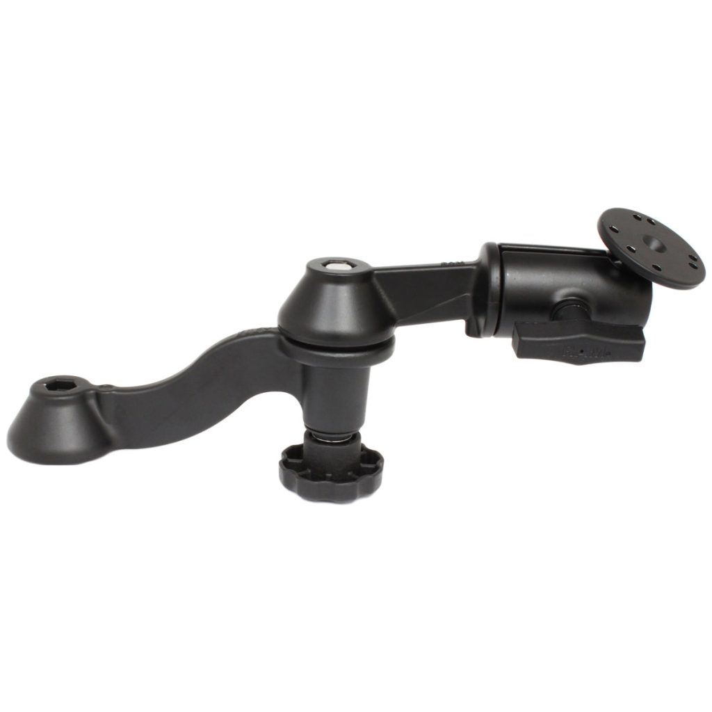 RAM® 12″ Curved Double Swing Arm with Swivel Socket Arm & Round Plate