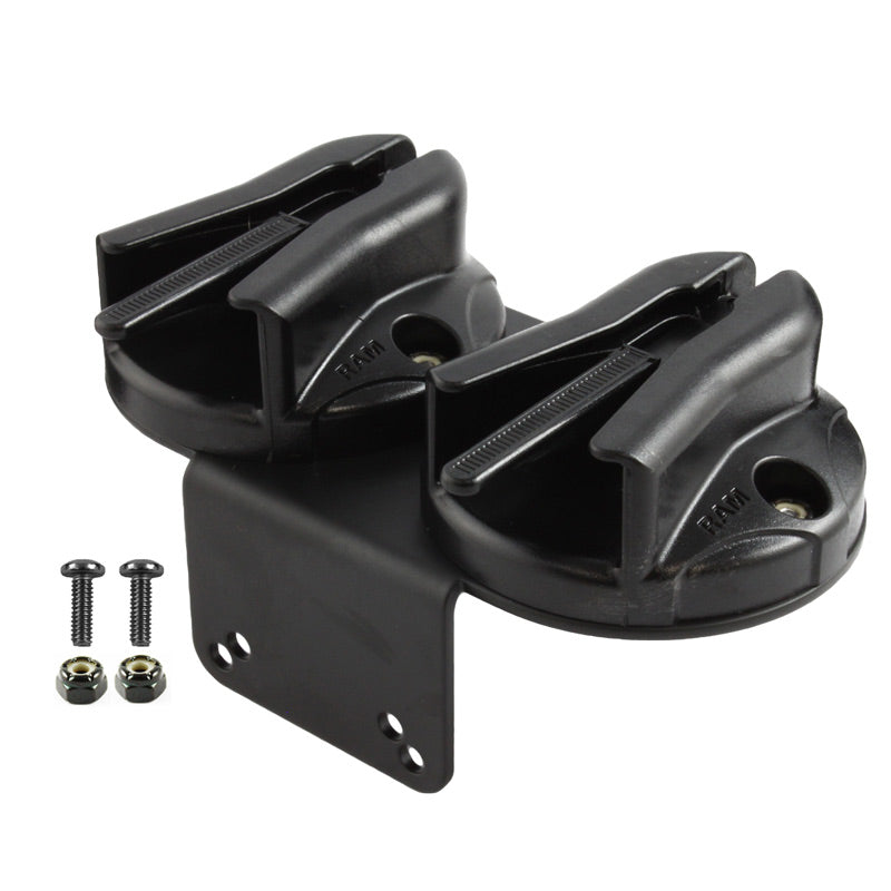 RAM® Tough-Box™的RAM®双麦克风夹，带90度倾斜