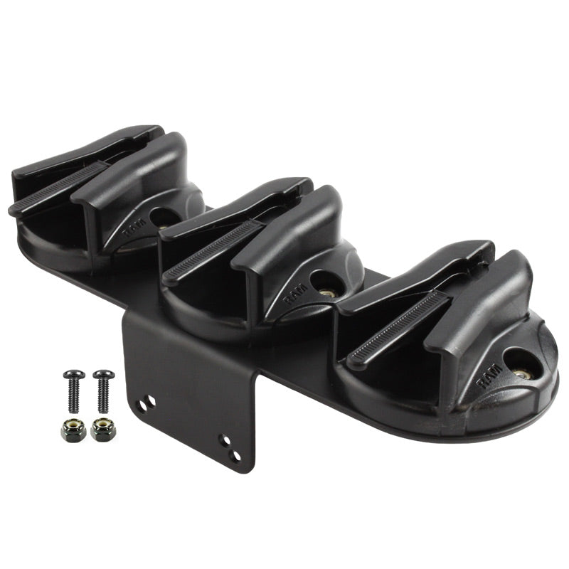 RAM® Tough-Box™的RAM®三重麦克风夹，带90度倾斜