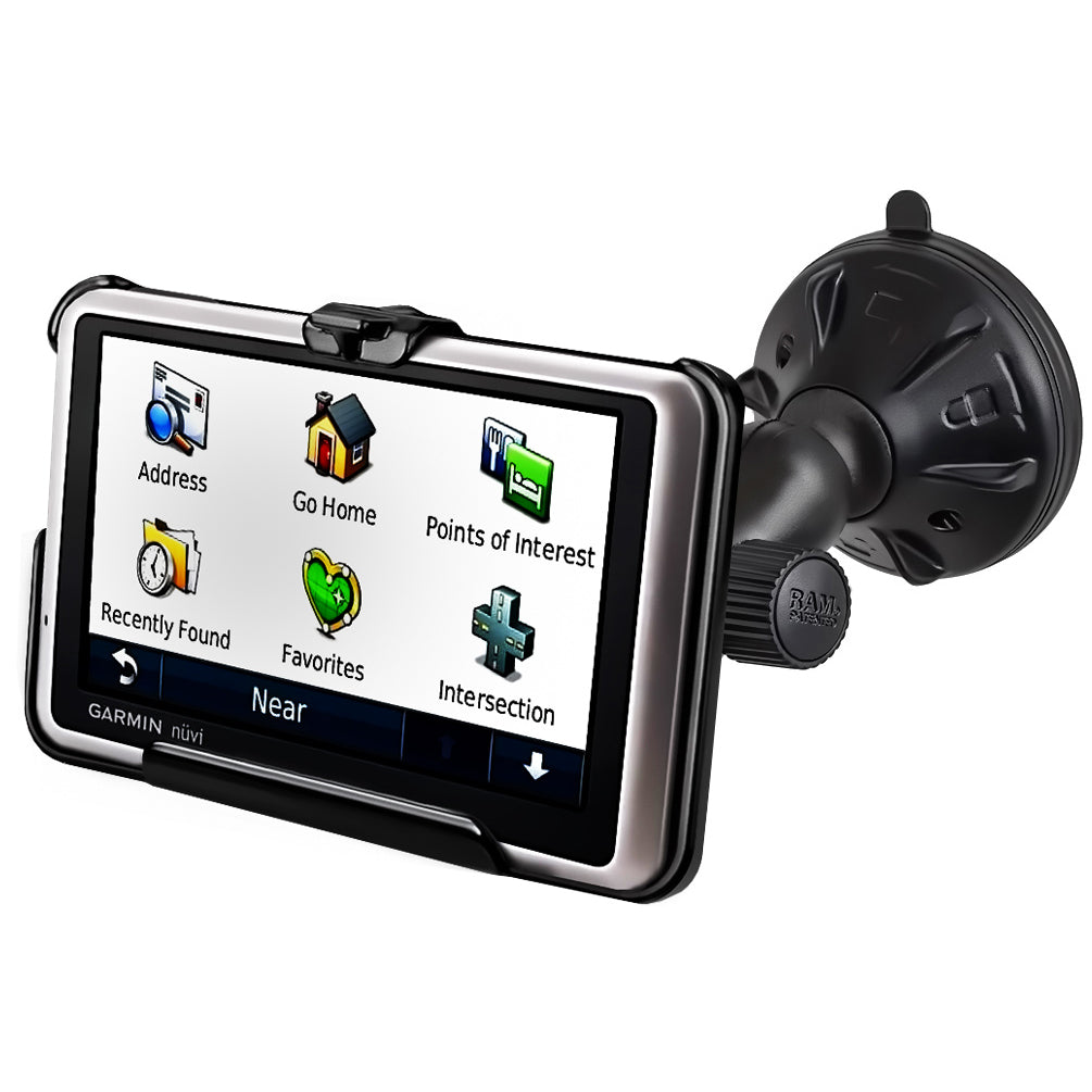 RAM® Twist-Lock™低轮廓吸盘安装于Garmin nuvi 1300 +更多