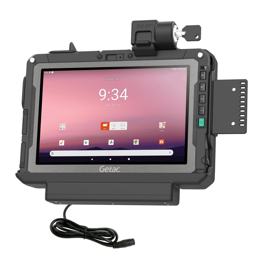 Getac ZX 10的RAM®形状配合锁定电动底座