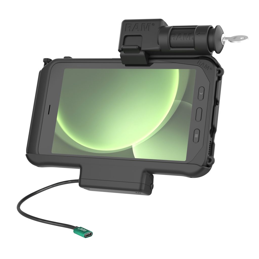 RAM®钥匙锁定USB-C供电底座，适用于三星Tab Active 5 & 3