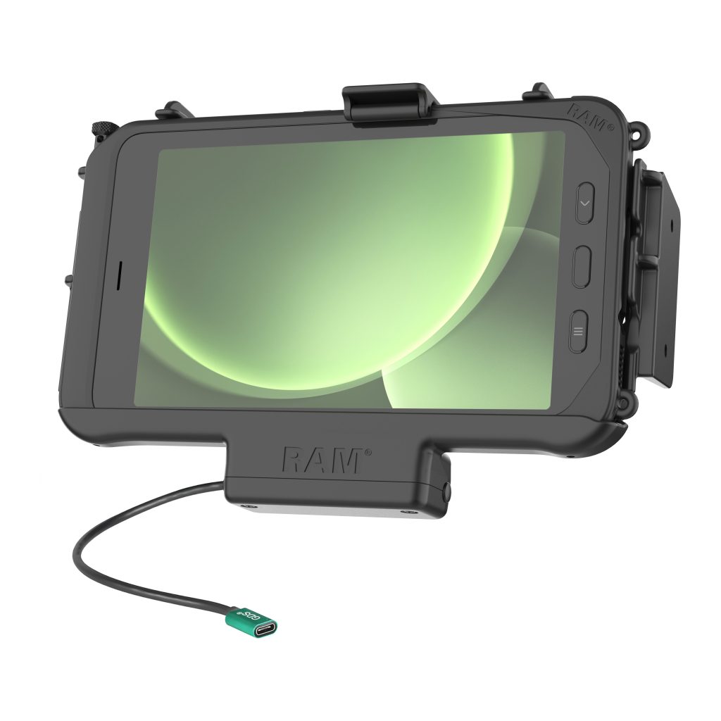 RAM® EZ-Roll ‘ r ™模块化USB-C供电底座，适用于三星Tab Active 5 ‘ 3
