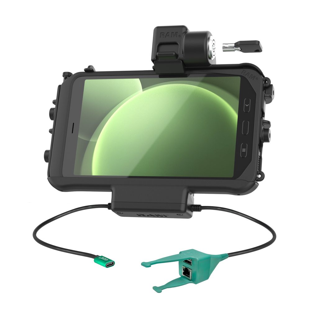 RAM® Thin-Dock™电源+ USB-A & RJ 45数据，用于Tab Active 5 & 3