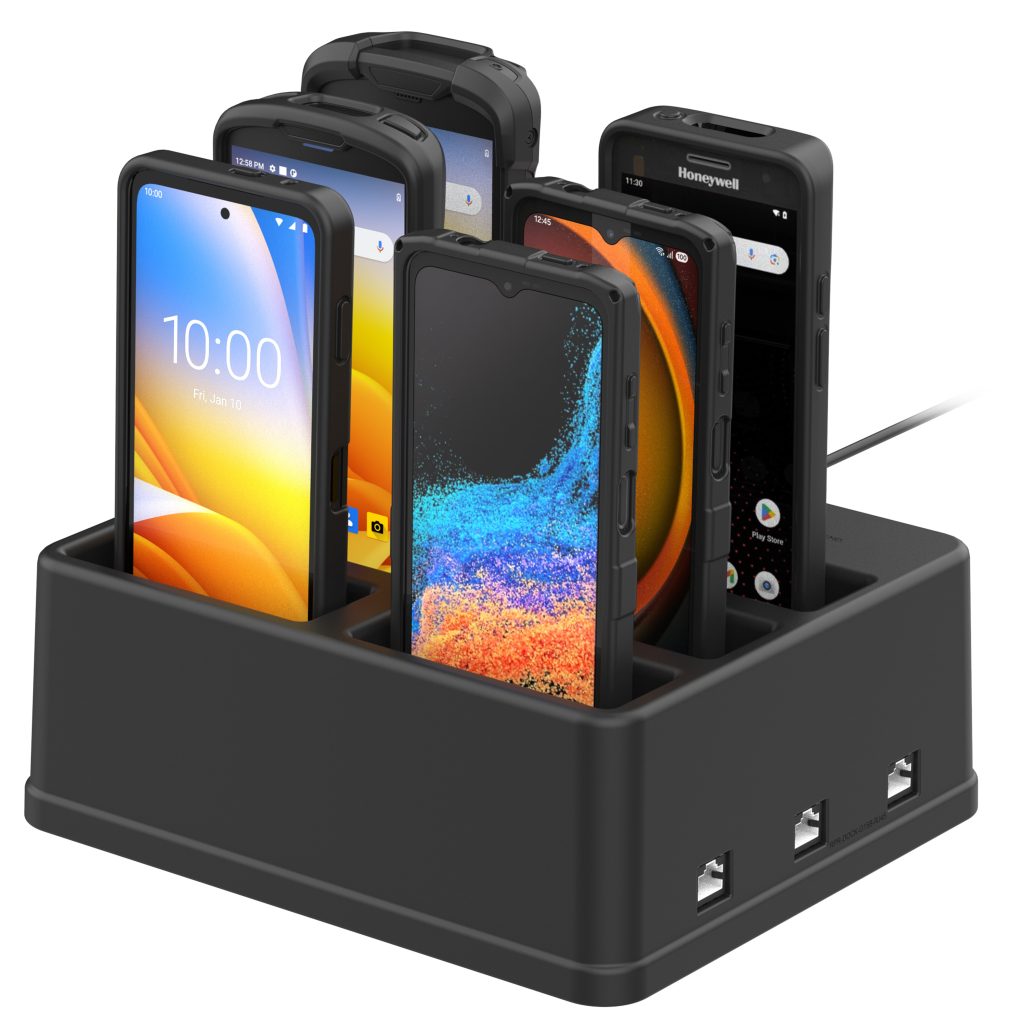 GDS® 6端口电源+ RJ45坞站，适用于带IntelliSkin®的手持设备