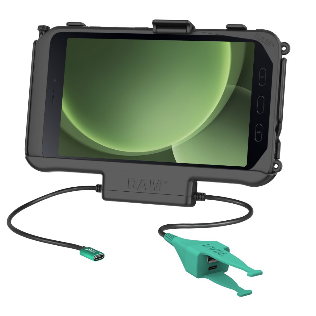 RAM® USB-C供电Dock + USB-C和USB-A数据，适用于三星Tab Active 5和3