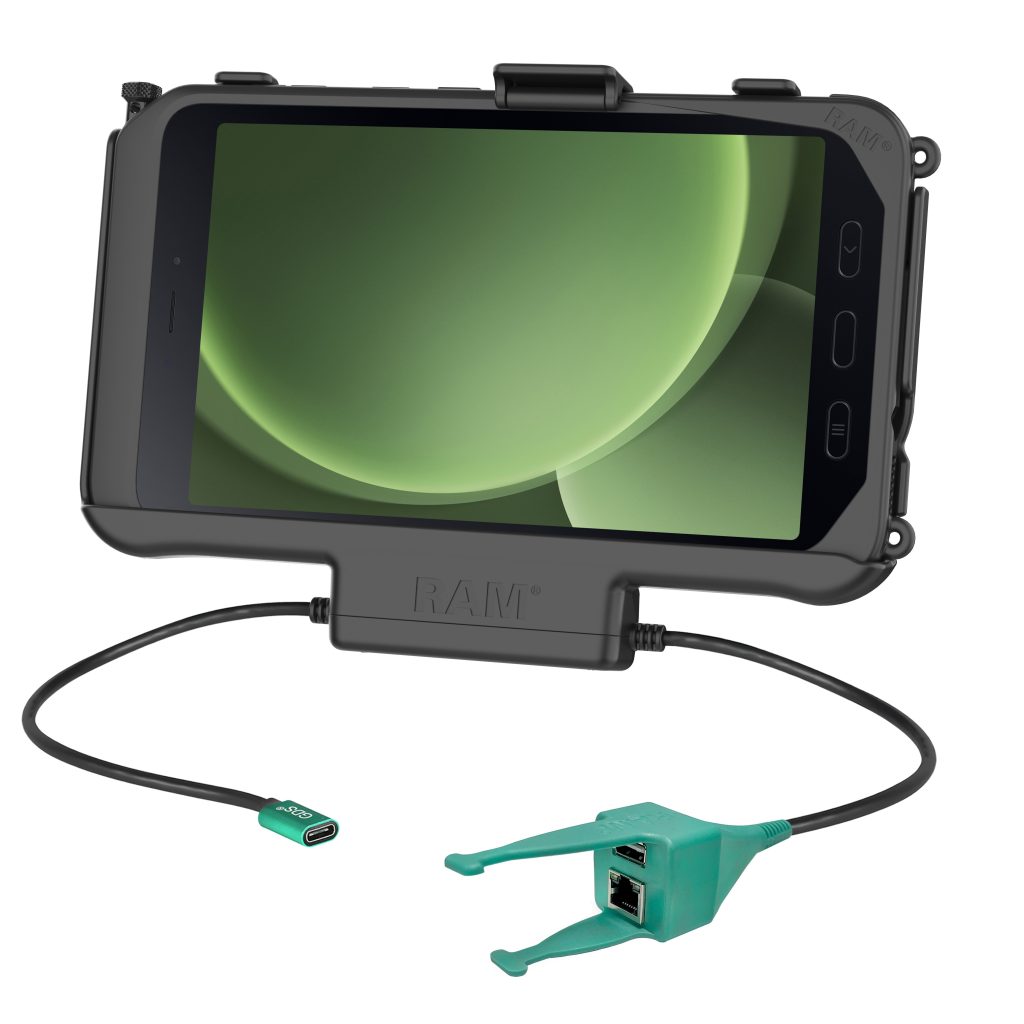 RAM® USB-C供电Dock + USB-A & RJ 45适用于Samsung Tab Active 5 & 3的数据