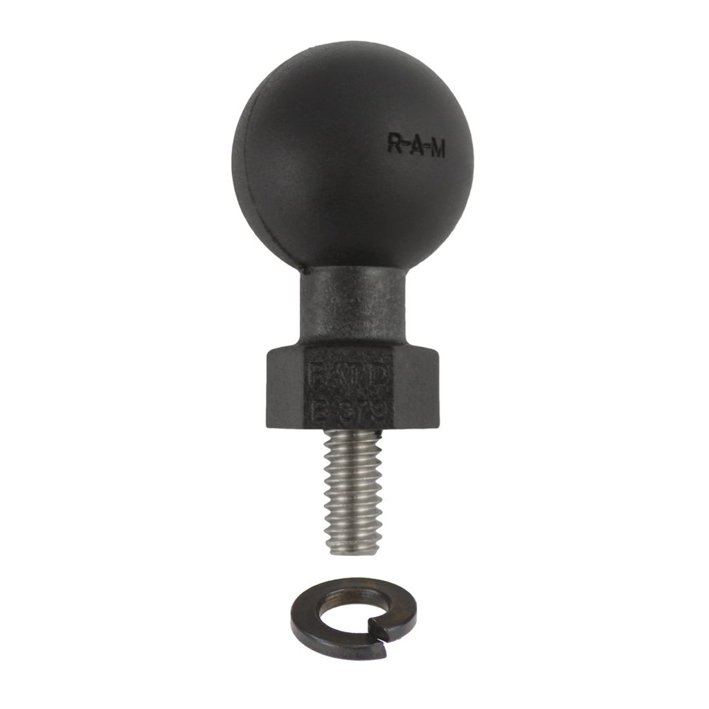 RAM® Tough-Ball™，配备1/4英寸-20 x .50英寸螺纹螺柱和锁紧垫片