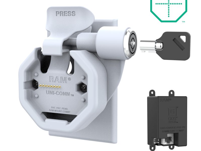 GDS® Uni-Conn™ Powered Locking Snap-In Wall Dock with PoE – Gray