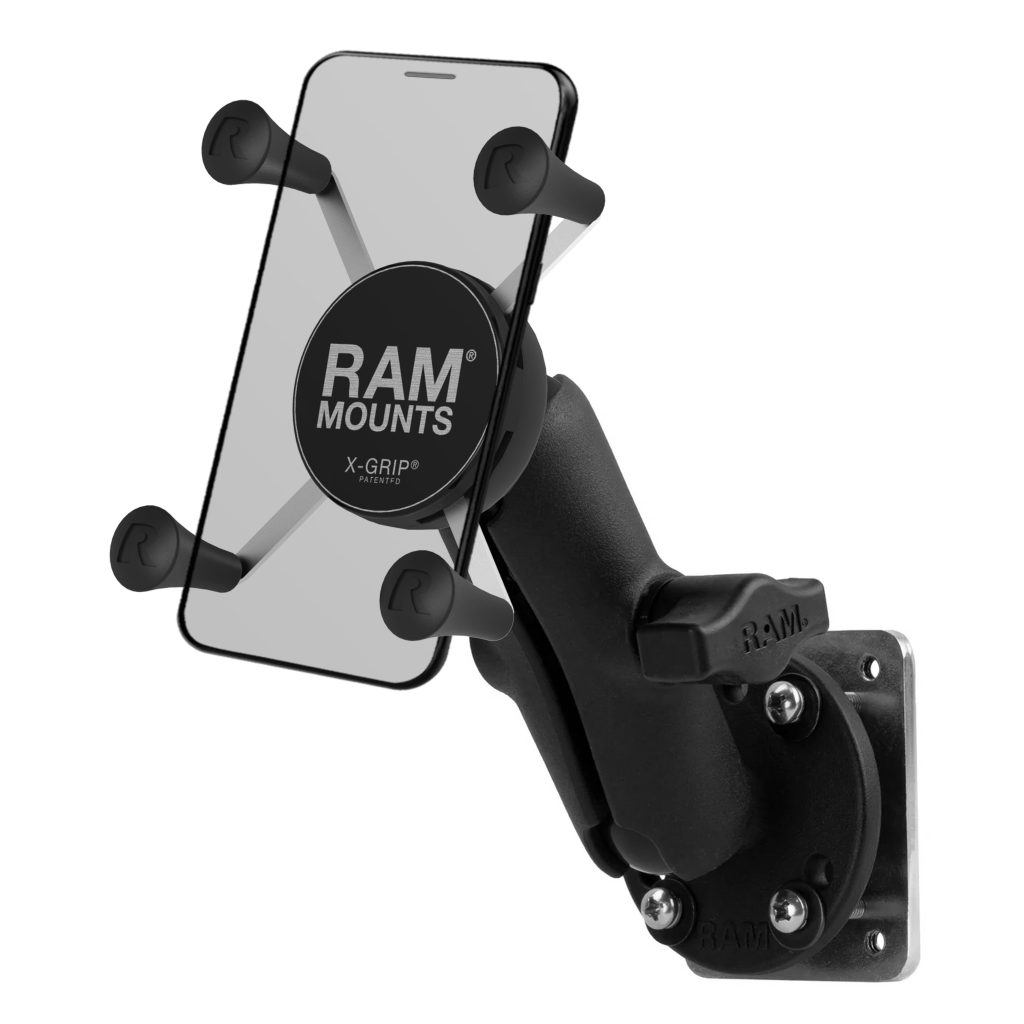 RAM® X-Grip®手机底座，带钻制底座和支撑板