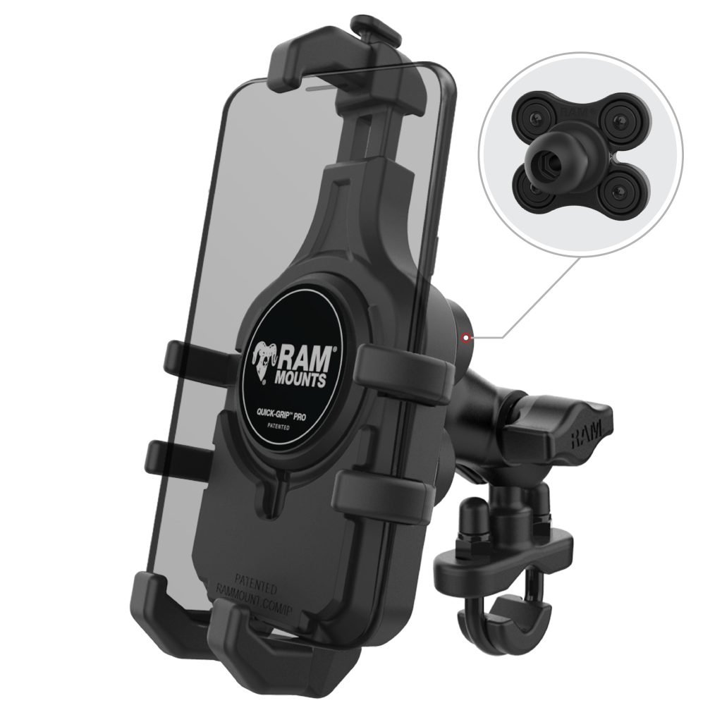 RAM® Quick-Grip™ Pro减震手机底座，带U型螺栓底座