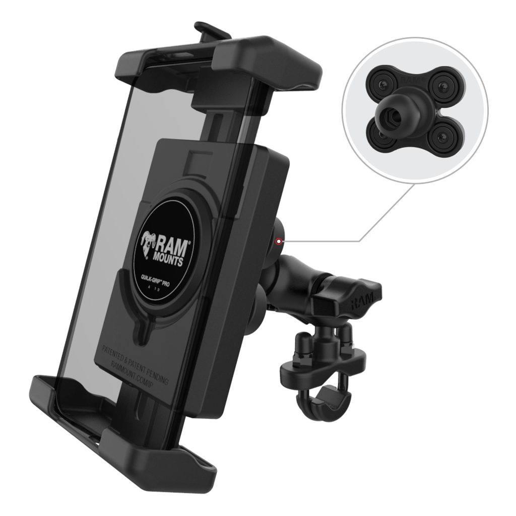 RAM® Quick-Grip™ Pro XL减震手机底座，带U型螺栓底座