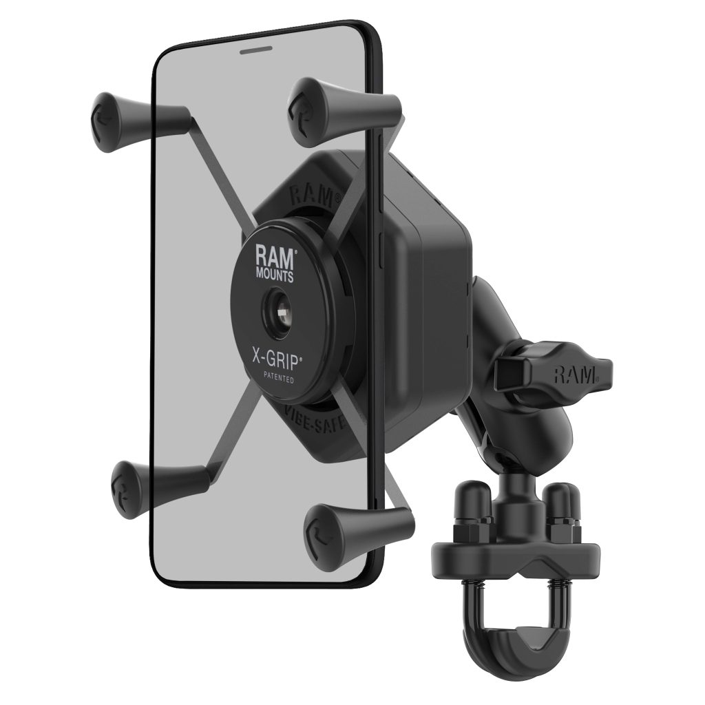 RAM® X-Grip®大型手机底座，带Vibe-Safe™和U型Bolt底座-短型