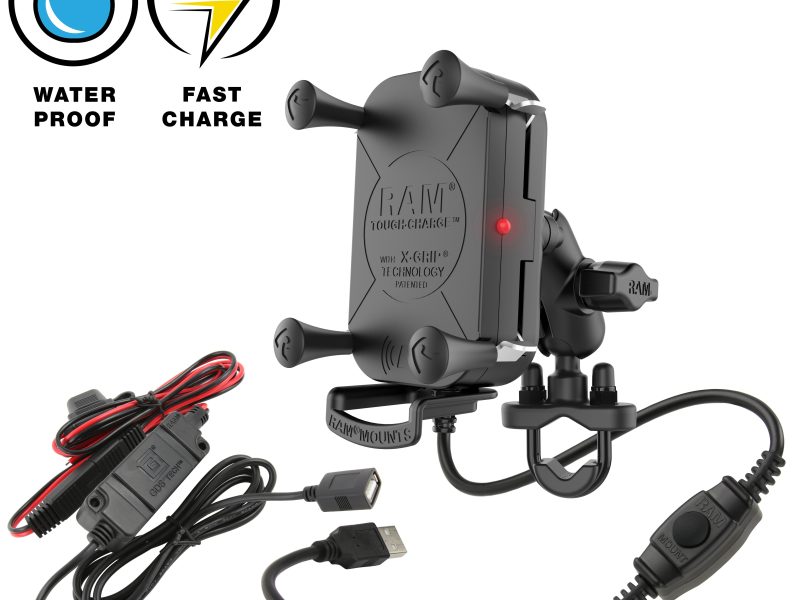 RAM® Tough-Charge™ 15W Waterproof Wireless Charging Motorcycle Mount