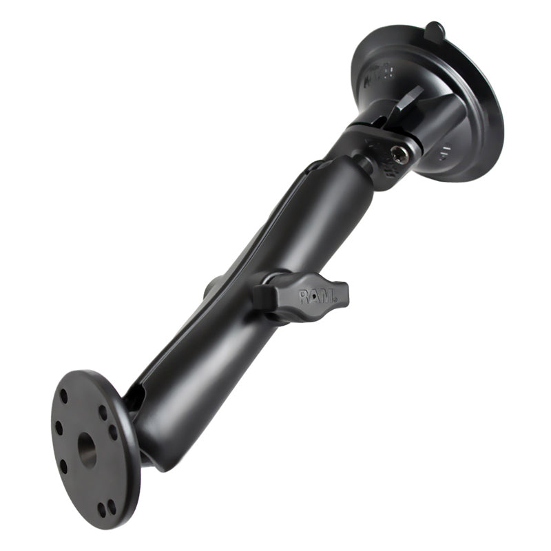 RAM® Twist-Lock™吸盘双球座，带圆板-长
