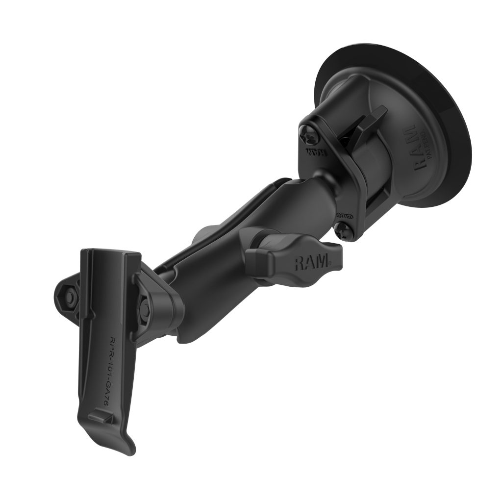 RAM® Twist-Lock™吸盘支架，带Garmin脊柱夹持器