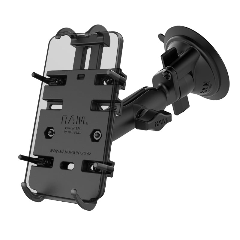 带有RAM® Twist-Lock™吸盘底座的RAM® Quick-Grip™手机支架