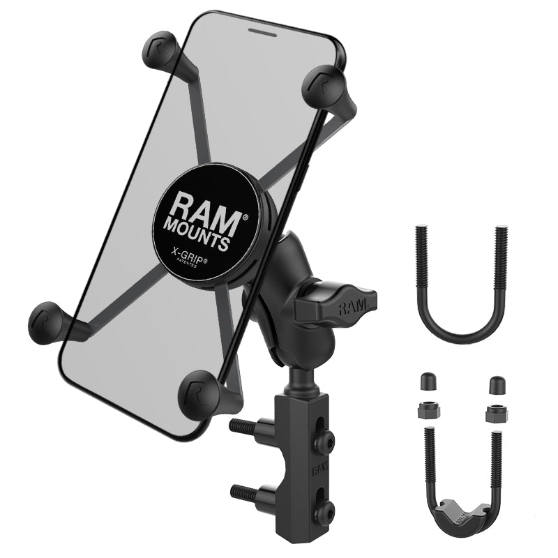 RAM® X-Grip®大型手机底座，带制动器/离合油箱底座-短