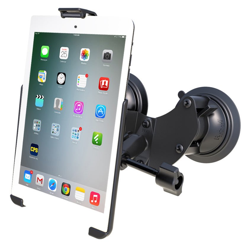 RAM® EZ-Roll ‘ r ™搭配RAM® Twist-Lock™双吸装置，适用于iPad mini 1-3