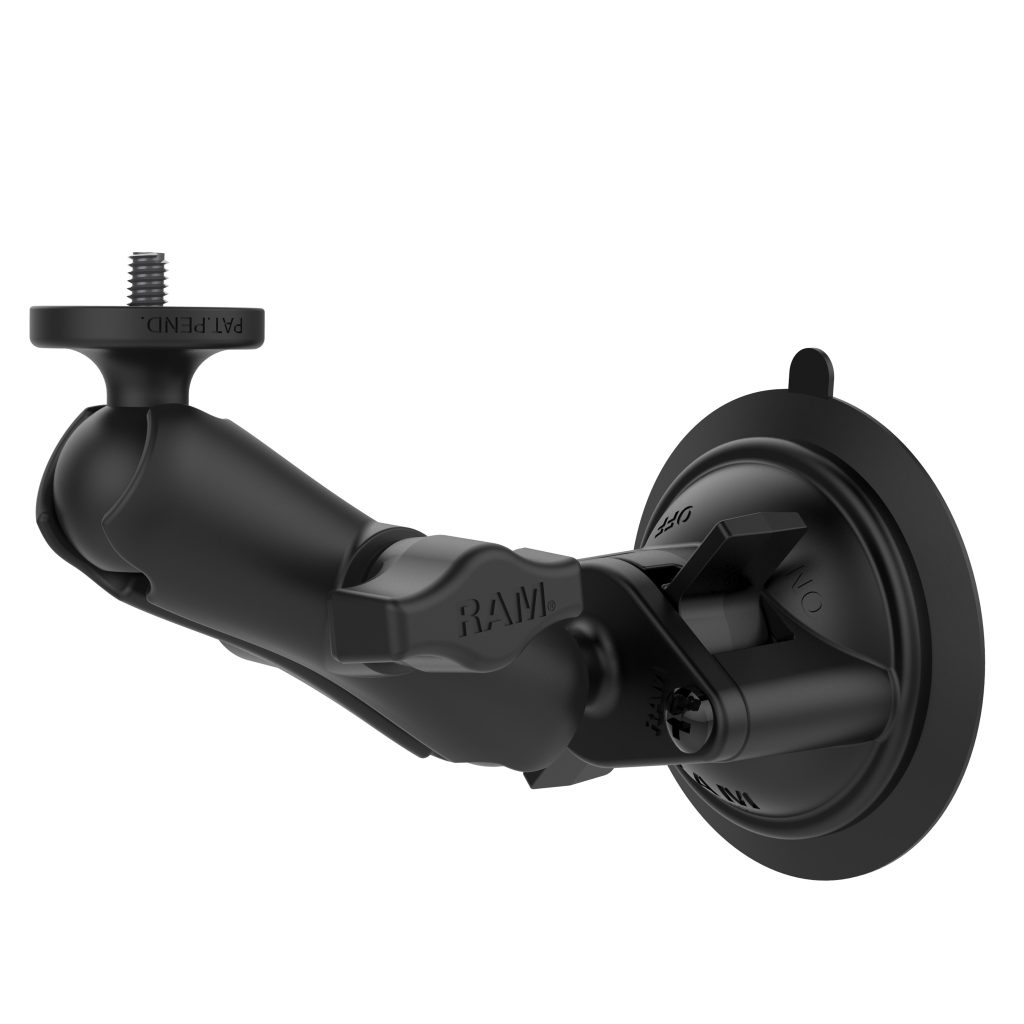 RAM® Twist-Lock™吸盘支架，带1/4英寸-20摄像机适配器-短型