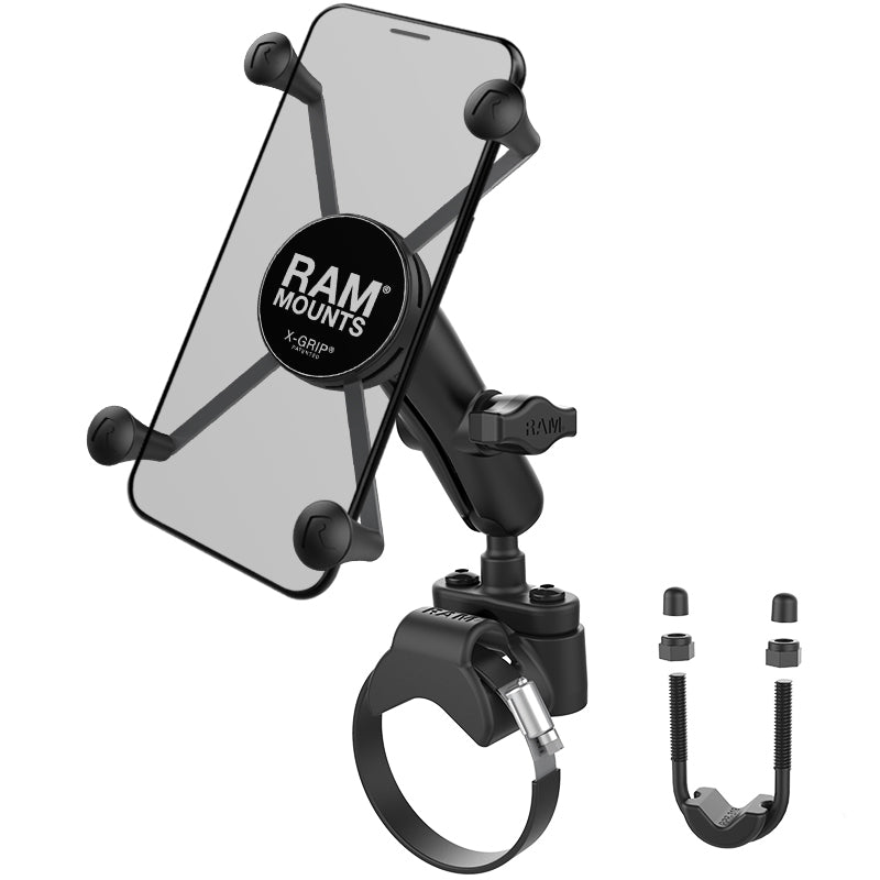 RAM® X-Grip®大型手机底座，带ATV/UTV轨道底座