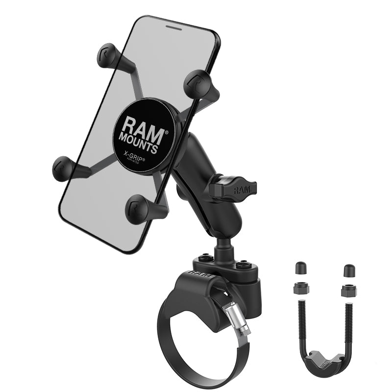 RAM® X-Grip®手机底座，带ATV/UTV轨道底座