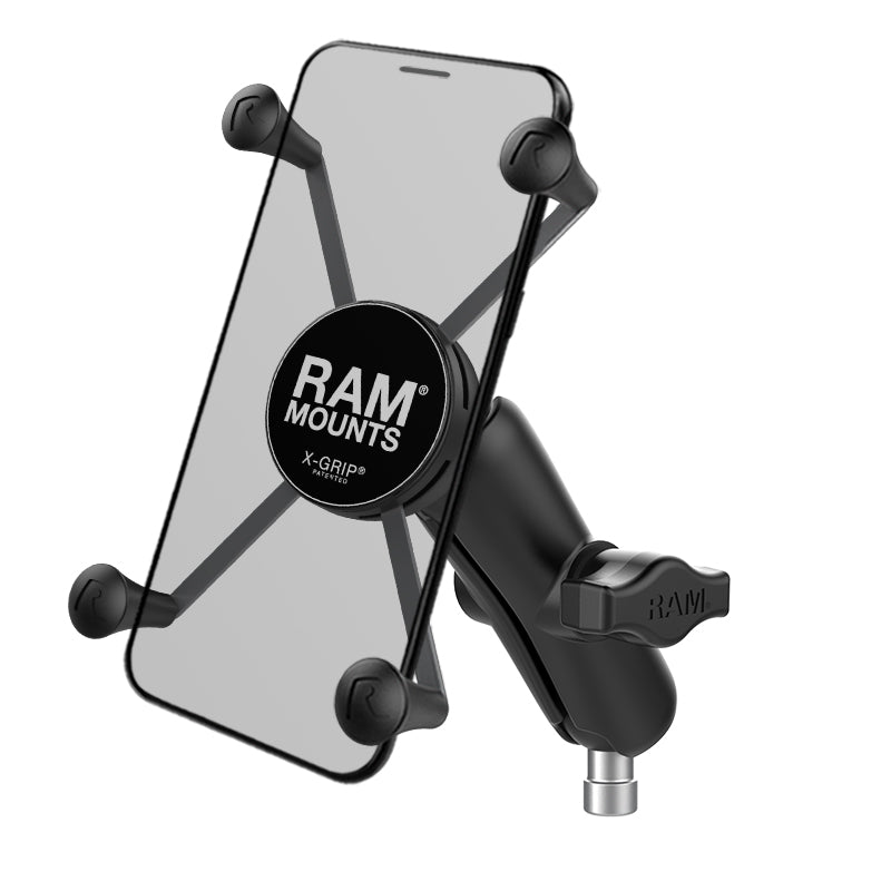 RAM® X-Grip®大型手机支架，带摩托车车把夹底座