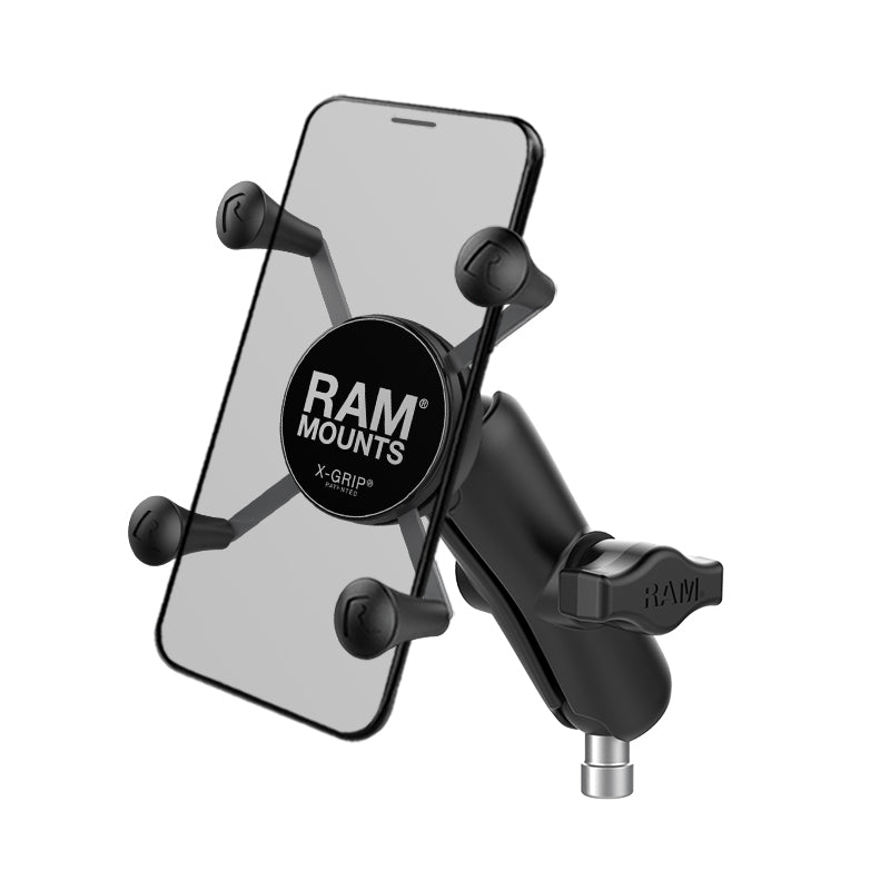 RAM® X-Grip®手机支架，带摩托车车把夹底座