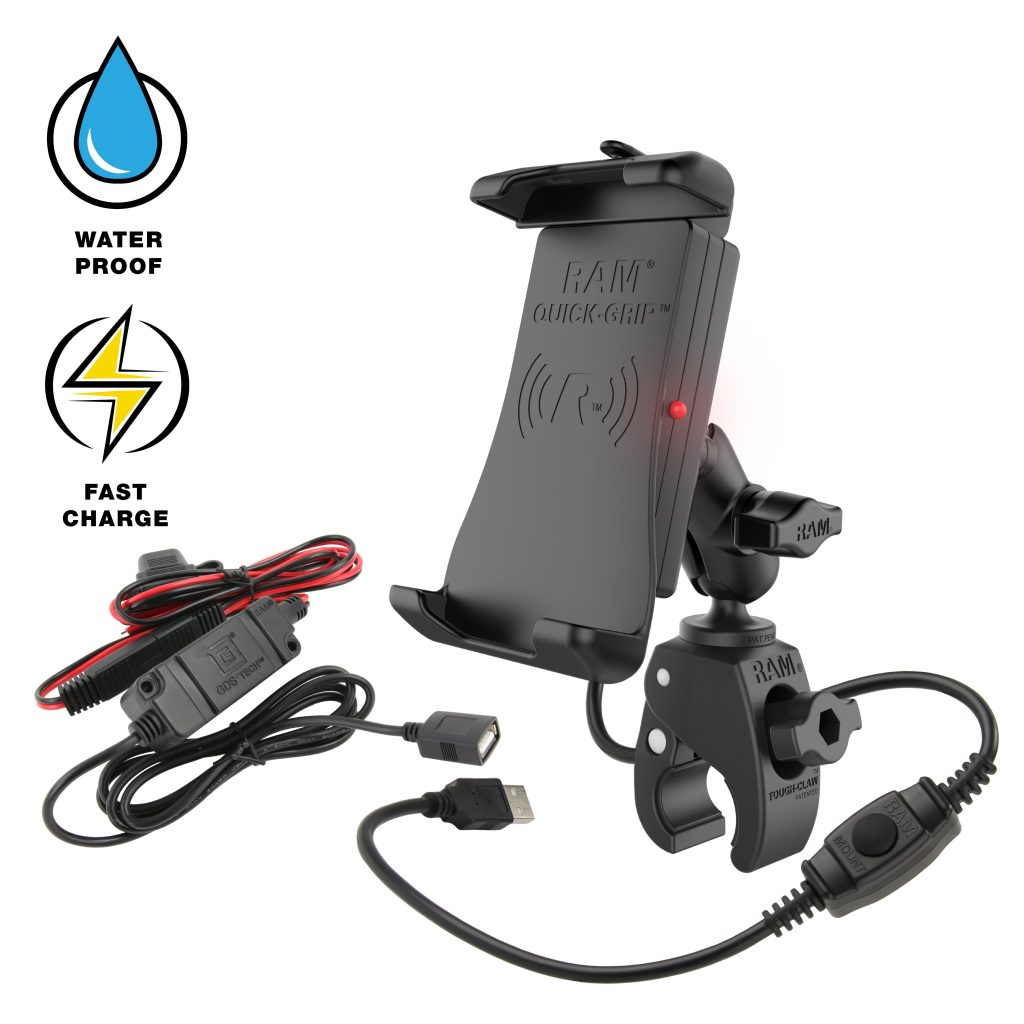 RAM® Quick-Grip™ 15 W防水无线充电底座，配备Tough-Claw™
