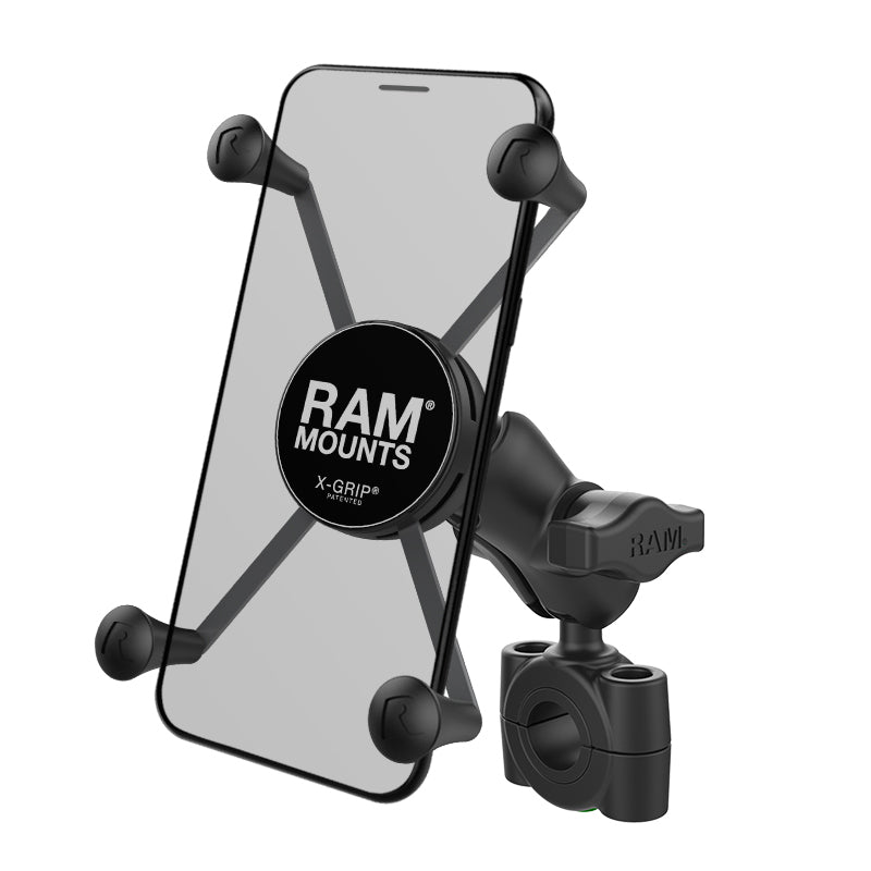 RAM® X-Grip®大型手机底座，带Torque™中轨底座-短臂