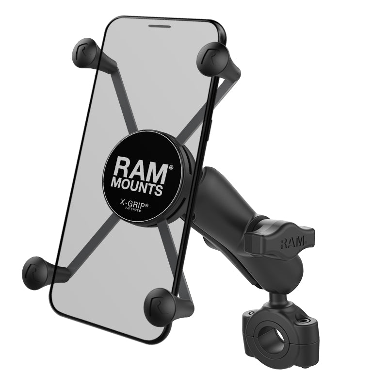 RAM® X-Grip®大型手机支架，带Torque™中轨底座中臂