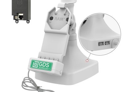 GDS® Uni-Conn™ Tilt & Swivel Dock with PoE + Data – Gray