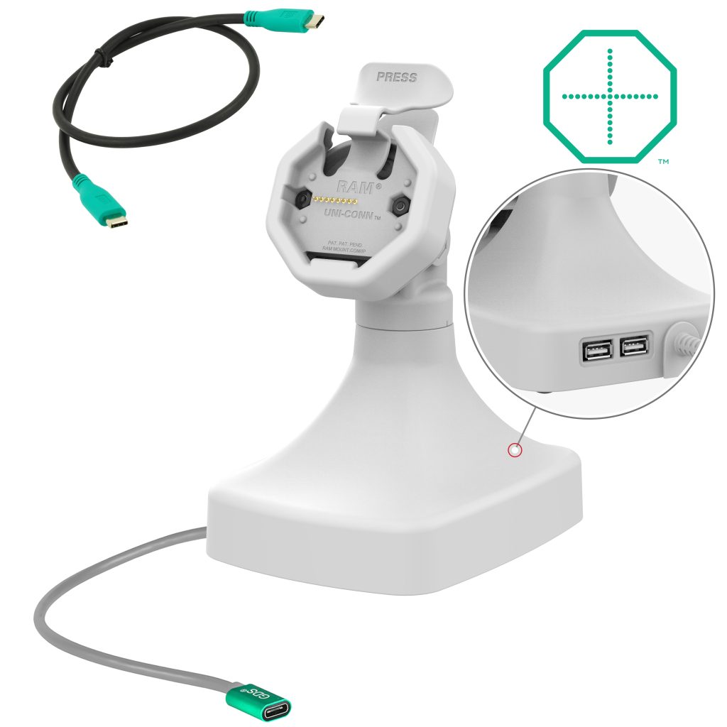 GDS® Uni-Conn™电动扳手和旋转底座，带USB-C +数据-灰色