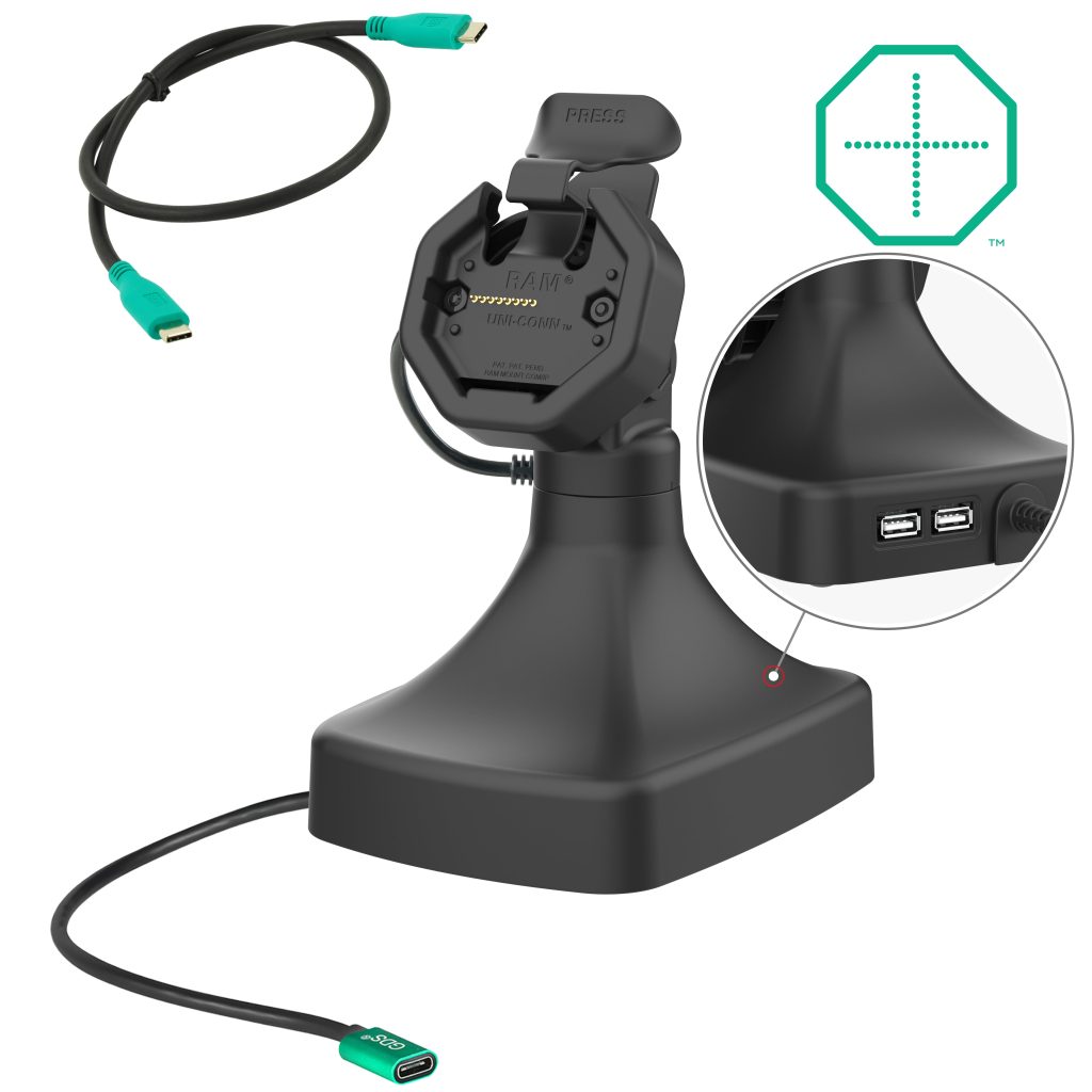 GDS® Uni-Conn™电动充电器和旋转底座，带USB-C +数据