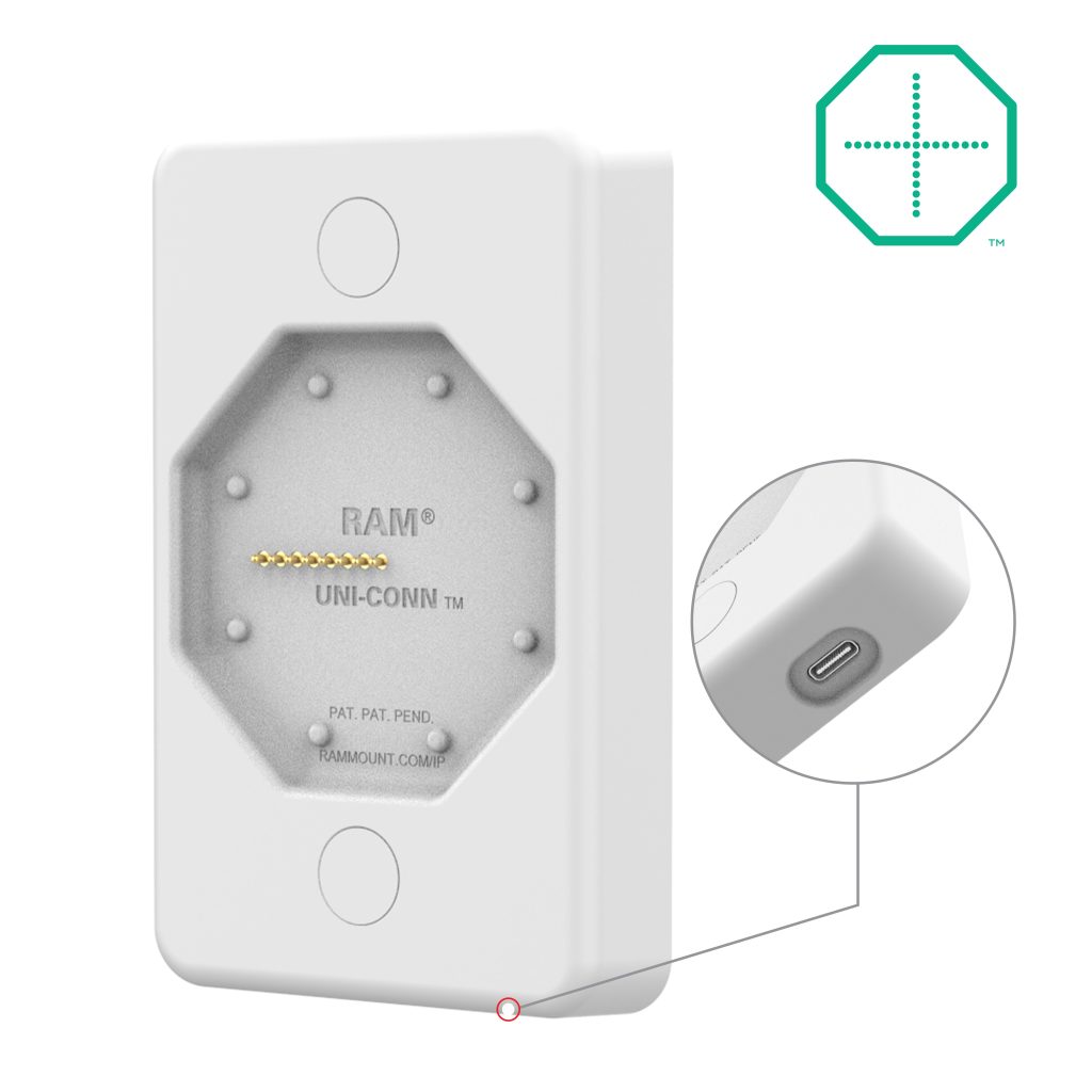 GDS® Uni-Conn™电动壁挂式底座，采用USB-C – Gray
