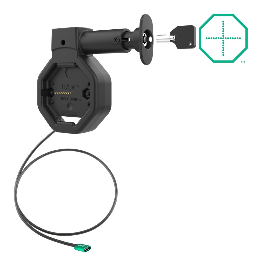 GDS® Uni-Conn™电动锁定USB-C Dock，带释放按钮