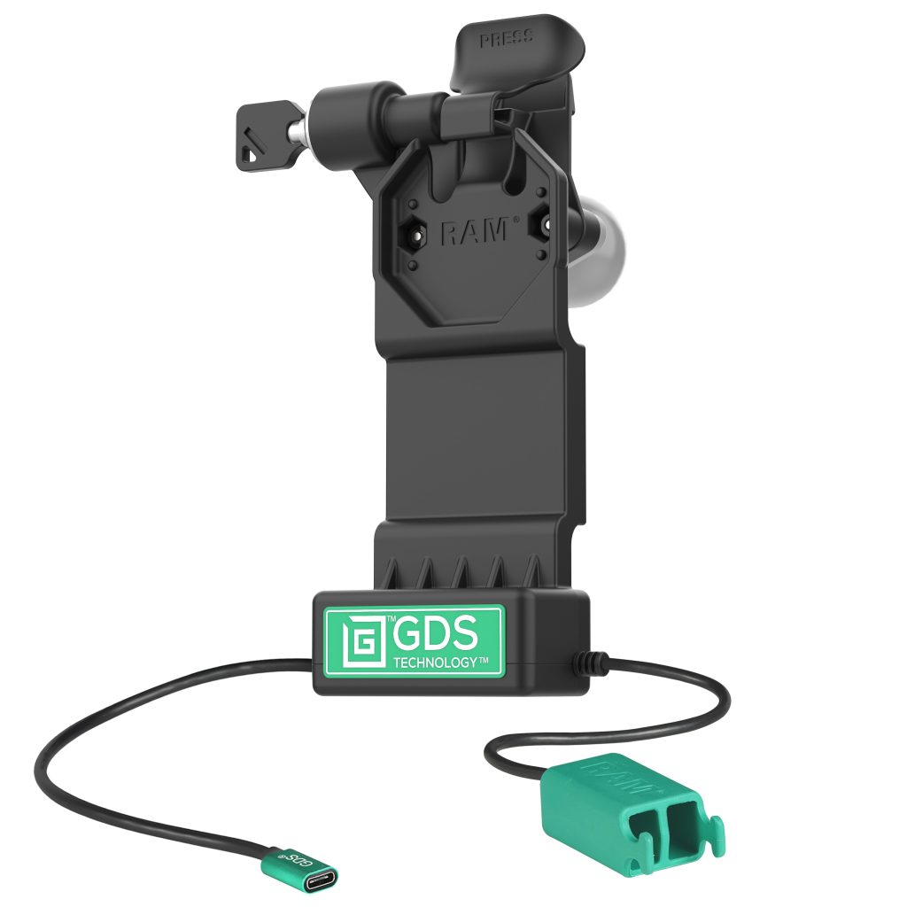 GDS® Uni-Conn™左锁定底座+双USB-A，带释放杆