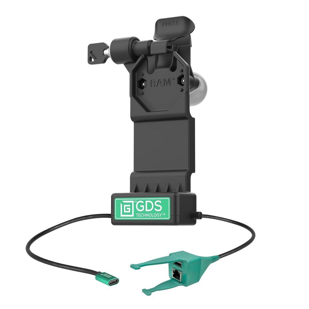 GDS® Uni-Conn™左锁Dock + USB-A & RJ 45，带释放杆