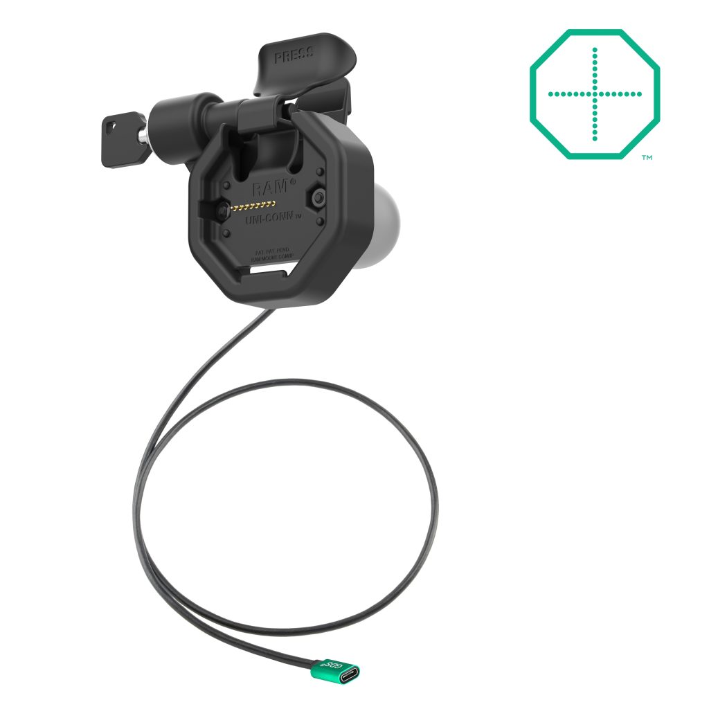 GDS® Uni-Conn™电动左锁定卡扣式底座，带USB-C连接器