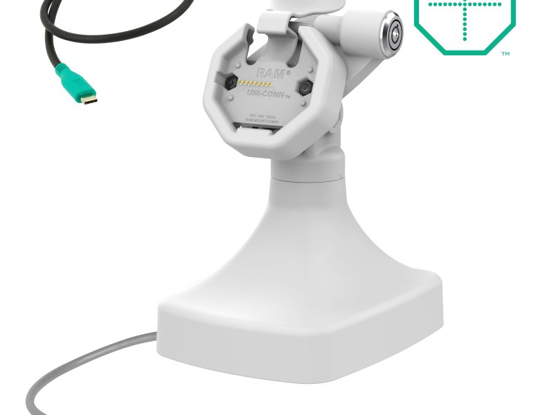 GDS® Uni-Conn™ Powered Locking Tilt & Swivel Dock with USB-C – Gray