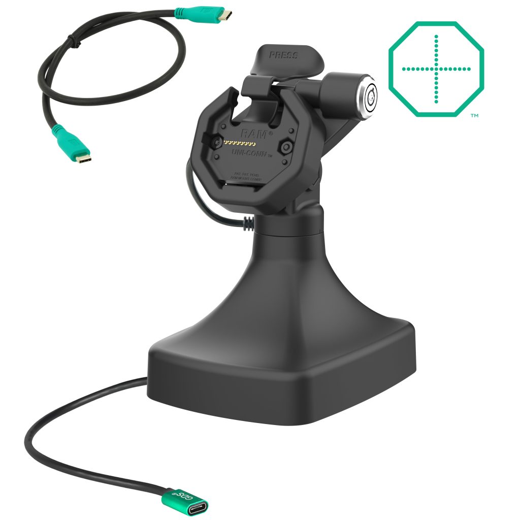 GDS® Uni-Conn™电动锁定按钮和旋转底座，配备USB-C