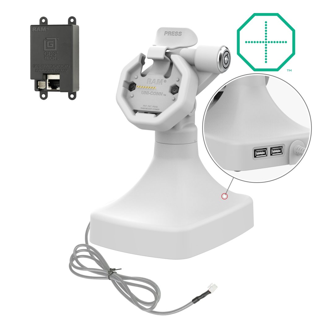 GDS® Uni-Conn™电动锁定按钮和旋转底座，带OE + Data -灰色