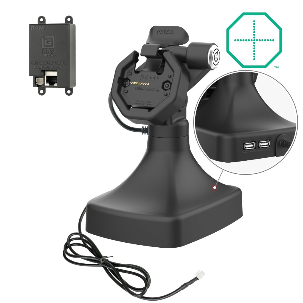 GDS® Uni-Conn™电动锁定按钮和旋转底座，带OE + Data