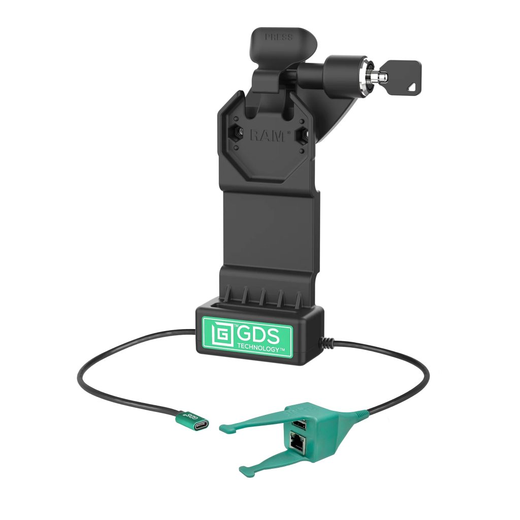 GDS® Uni-Conn™右锁Dock + USB-A & RJ 45，带释放杆