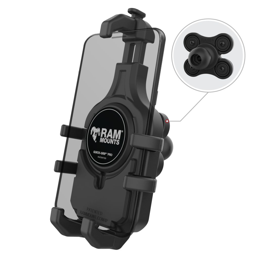RAM® Quick-Grip™ Pro手机支架，带滚珠和振动缓冲器