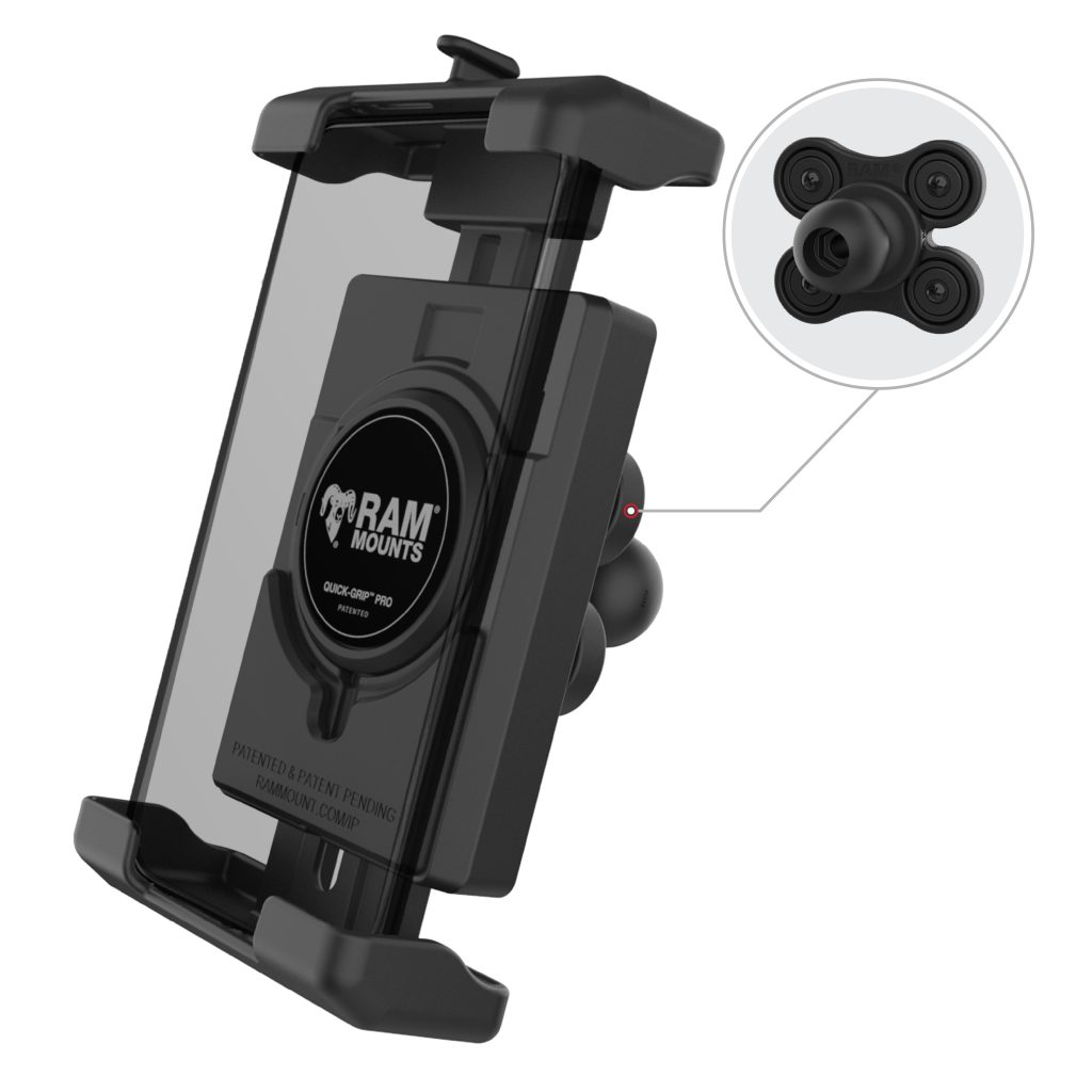 RAM® Quick-Grip™ Pro XL手机支架，带滚珠和振动缓冲器